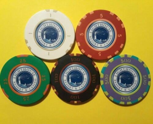 Set 5 CABO ROJO LIGHTHOUSE RESORT CASINO MGM Chip poker Puerto Rico lot not open