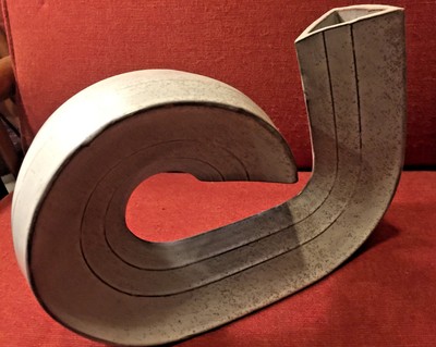 Alessio Tasca - Gray Sculptural Extruded Ceramic Vase - Italy with Raymor Label