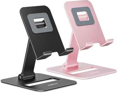 2 Pack Dual Folding Cell Phone Stand Fully Adjustable Phone Holder for Desk Comp