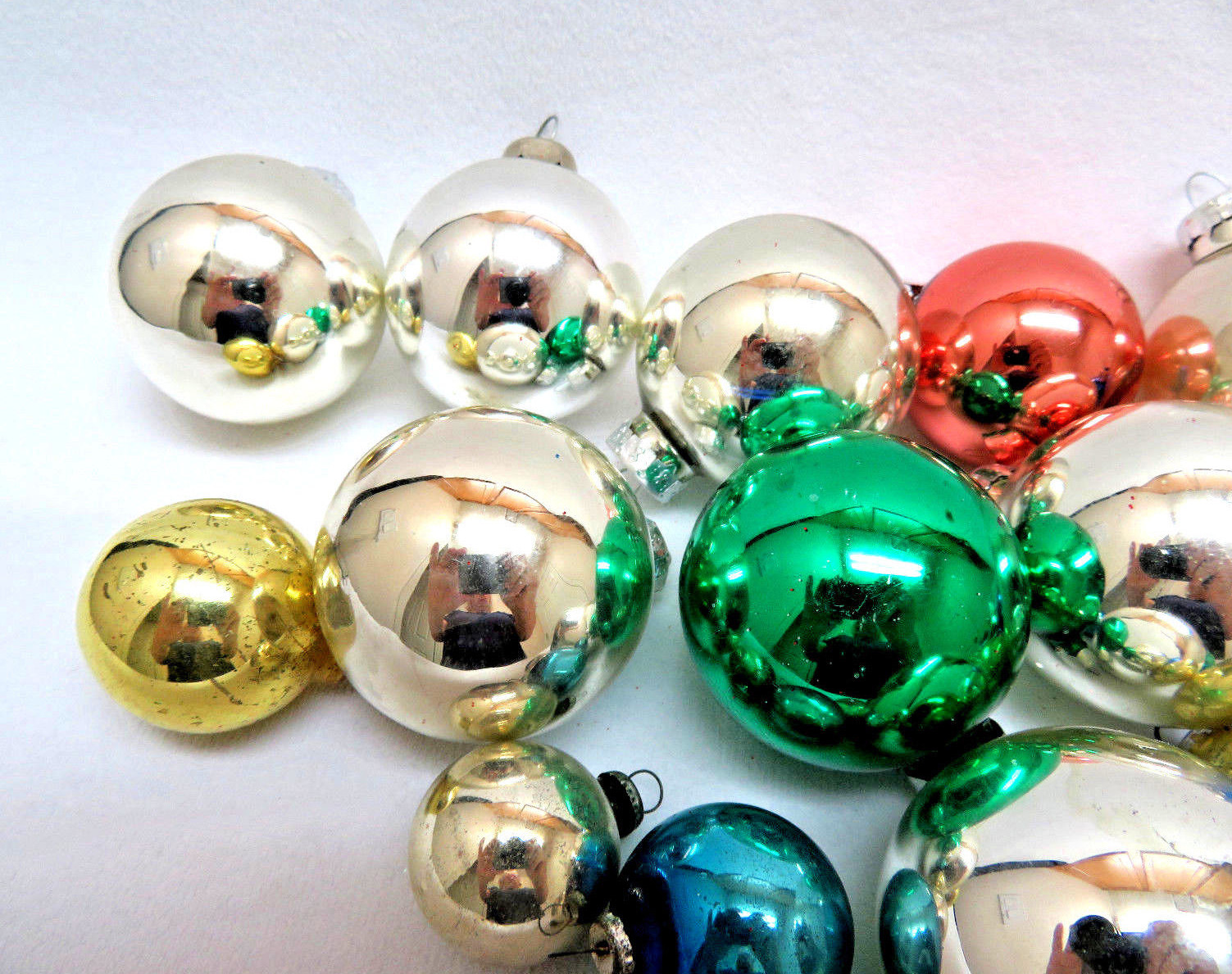 19 Piece Vintage  Miniature Mercury Glass Christmas Ball Ornaments