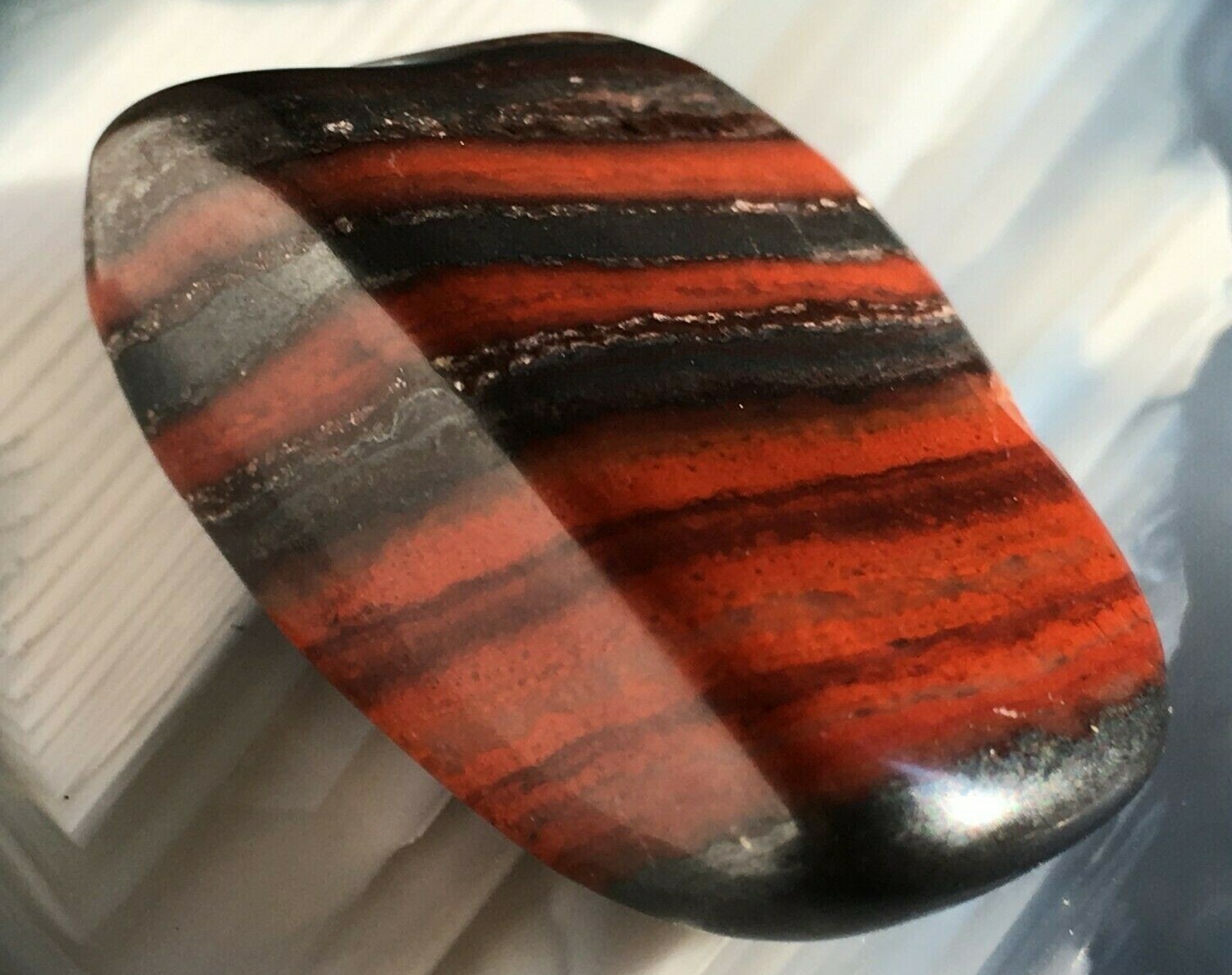 RED FOSSIL JASPILITE 36mm NATURAL 16g TUMBLED BANDED IRONSTONE BIF PRECAMBRIAN