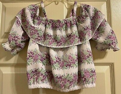 Janie and Jack Among the Flowers Purple Floral Top Girls EUC Size 7