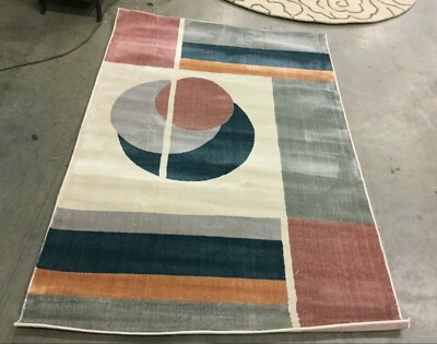 BEIGE / DARK TEAL 4' X 6' Back Stain Rug, Reduced Price 1172639590 ORW364B-4