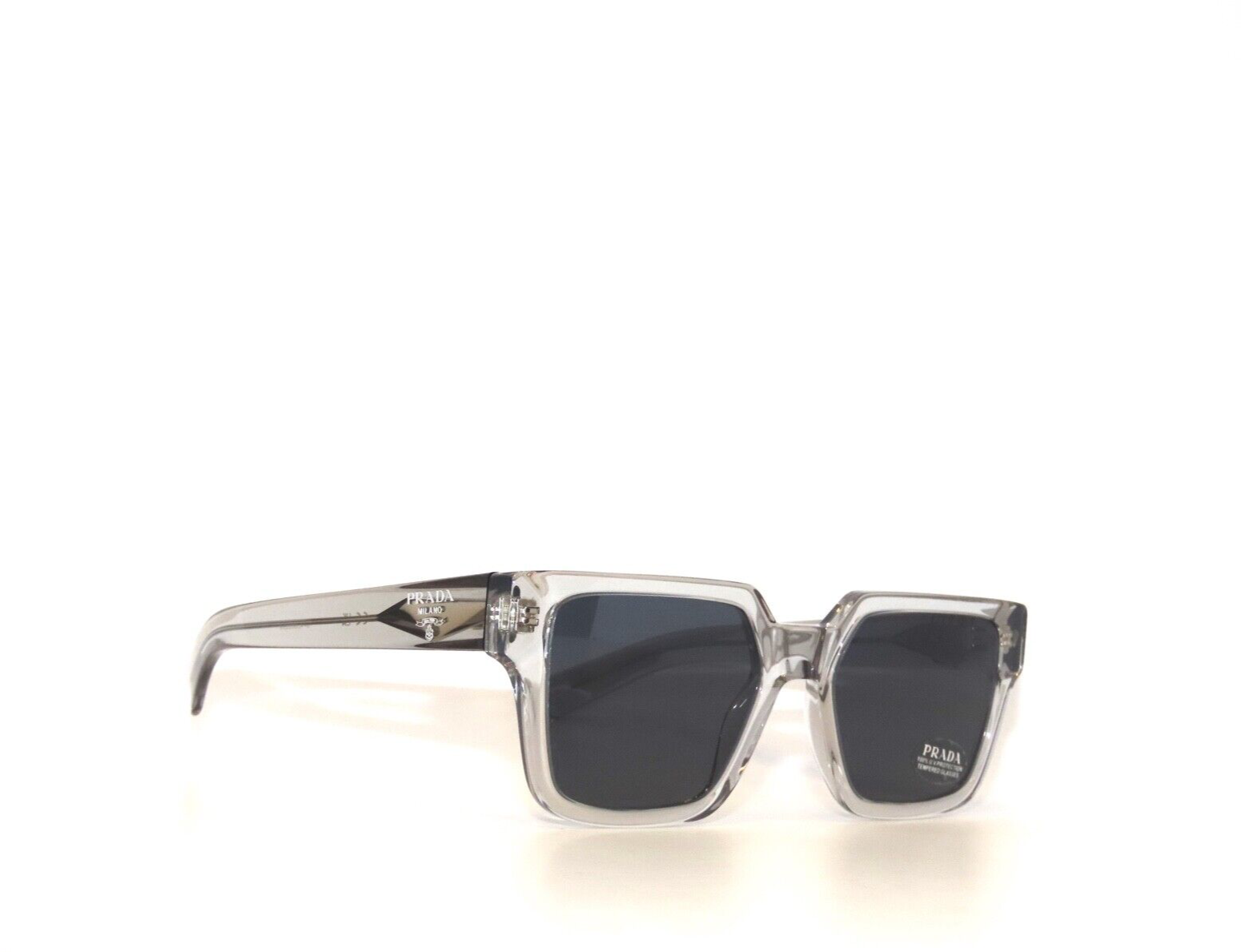 Pre-owned Prada 03zs U430a9 Transparent Gray Blue Sunglasses Pr03zs