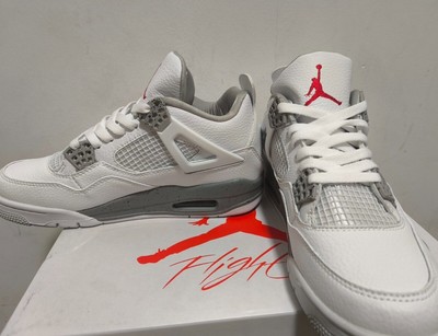 Men US Size Retro air4 ''Tech White'' jordan4 Mid Top Sneakers Sports Shoes