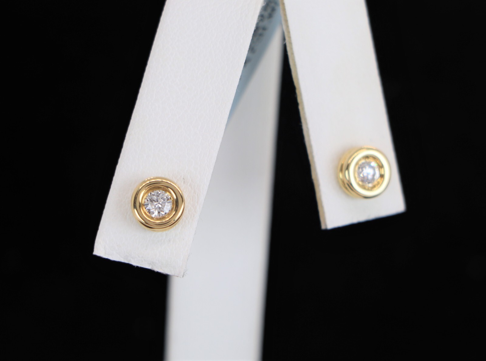 Pre-owned Scott Kay $1,990  18k Yellow Gold Bezel Round Diamond Stud Circle Bubble Earrings