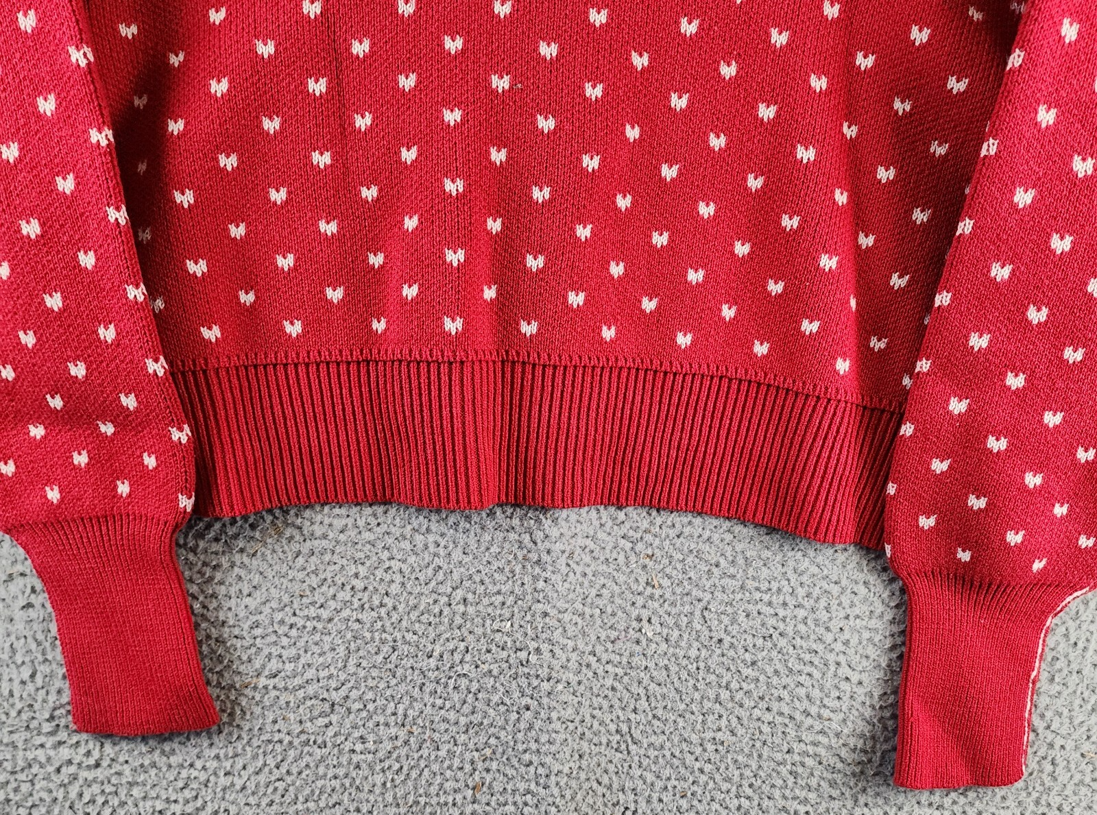 Free People Easy Street Patterned Crop Mock Sweater Women's XS Cherry Cream L/S - Picture 12 of 13