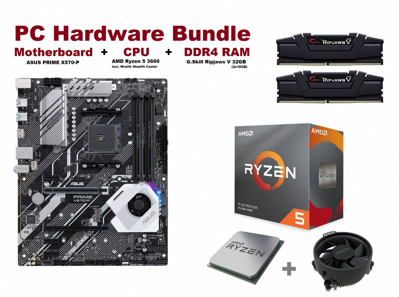 ASUS Prime X570-P + AMD Ryzen 5 3600 + Ripjaws V 32GB - PC ASUS Prime X570-P + AMD Ryzen 5 3600 + Ripjaws V 32GB - PC