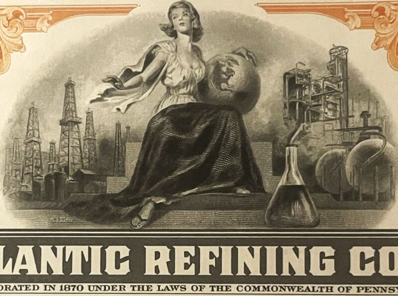 Vintage 1960s The Atlantic Refining Company Stock Certificate! Oil Americana!