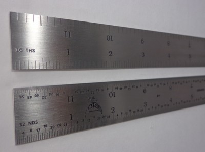 USA PEC 12'' Rigid Stainless Steel 4R Machinist ruler/rule 1/64, 1/32, 1/8 1/16