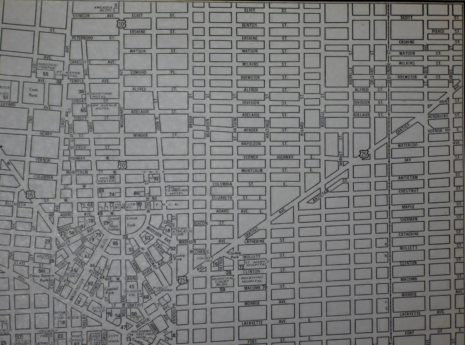 Vintage 1939 World War WWII Atlas City Map Detroit, Michigan MI /Windsor Ontario