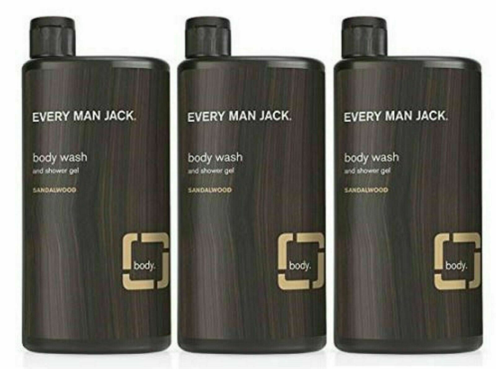 Every Man Jack Men's Body Wash Sandalwood 16.9ounce 3Pack