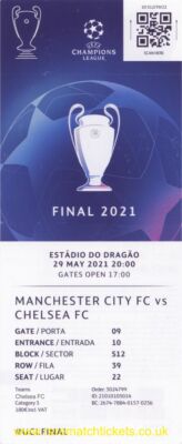 reproduction 2021 CHELSEA MANCHESTER CITY champions league final ticket [RMT]