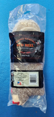Original Rockford Red Heel Sock Two Pair Large 10-11 97% Cotton SOCK MONKEY