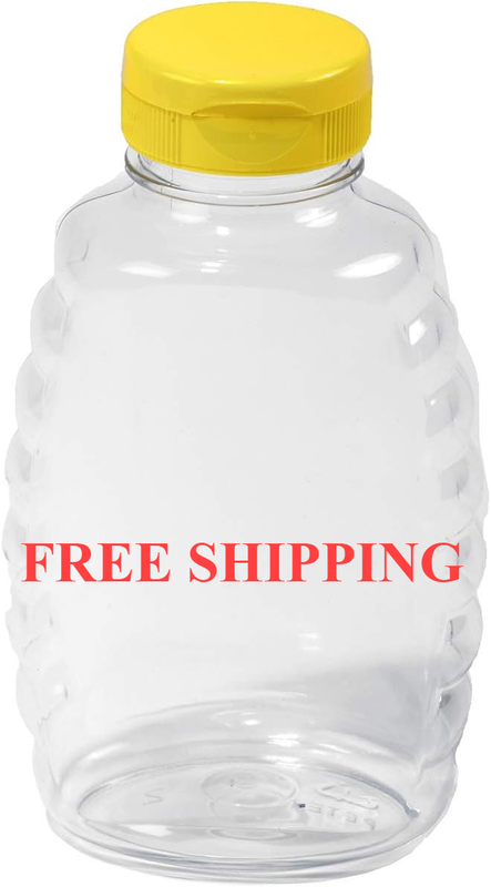 Plastic Skep-Style Jar Honey Squeeze Bottle with Flip-top Lid (16 Ounce,12 Pack)