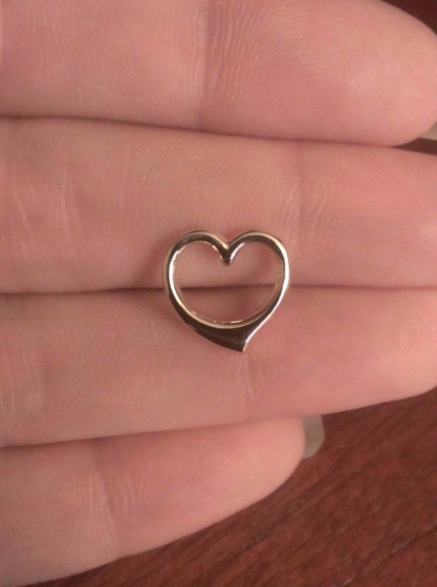 14K YELLOW GOLD SMALL POLISHED FLOATING HEART SLIDE PENDANT CHARM eBay