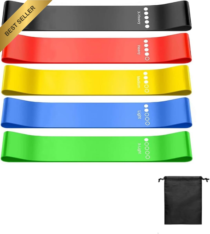 Fitness Bands, Set of 5, 5 Different Thicknesses Fitness Band, Yoga Belt, Non-Sl
