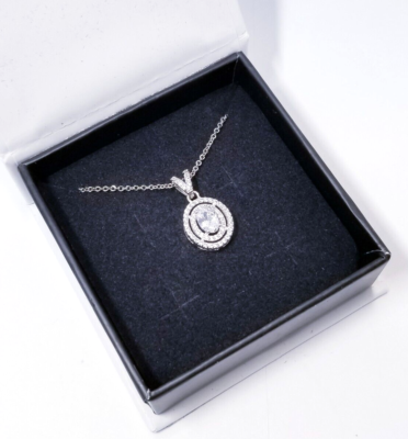 Cate Chloe Zelda Bliss 18k White Gold Plated CZ Pendant Necklace