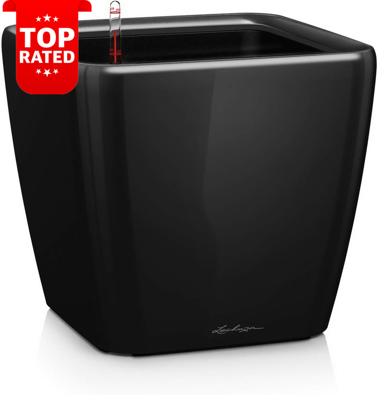 Self-Watering Planter Pot Quadro LS 21cm Indoor Outdoor Plastic Black Container