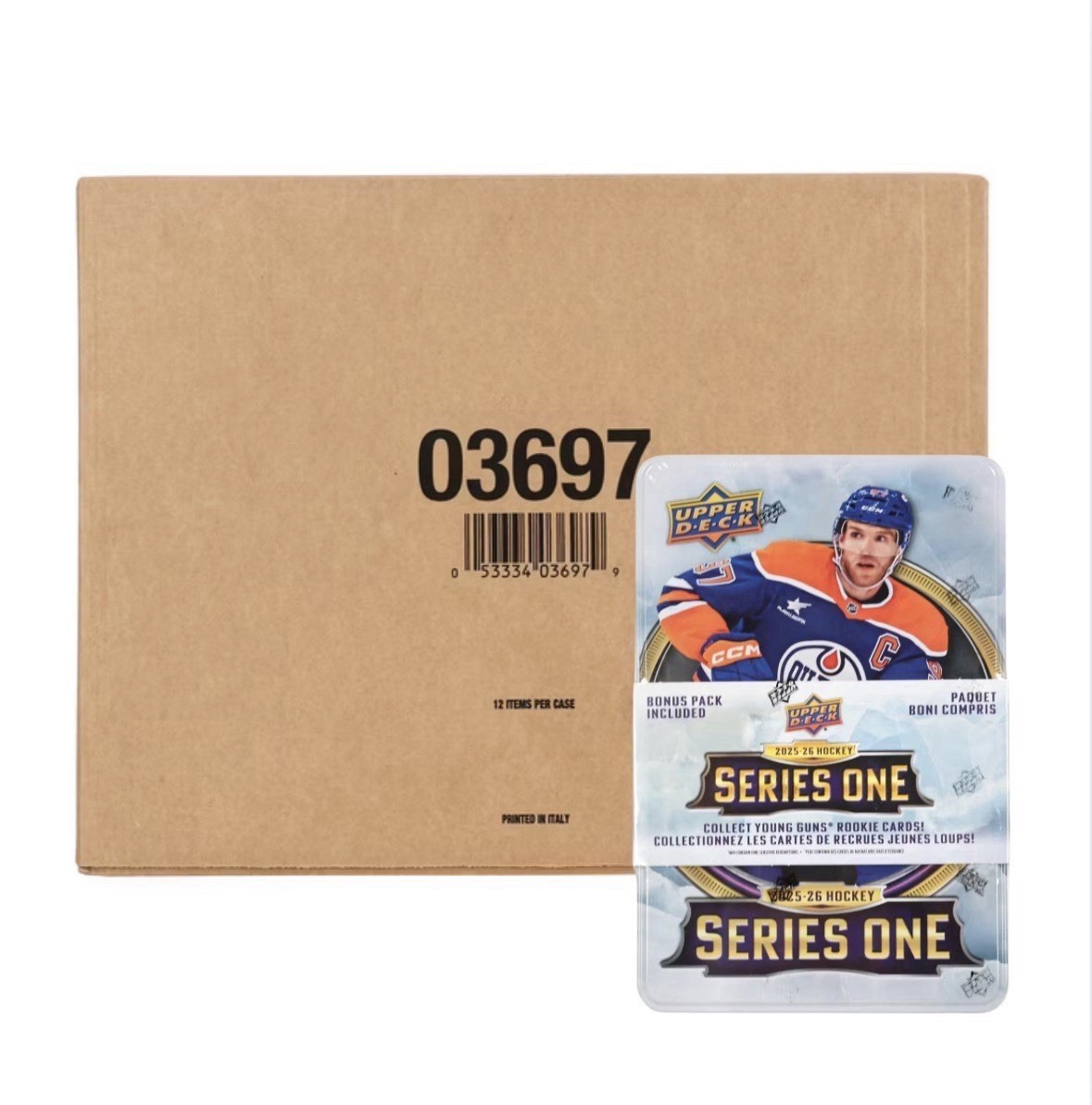2025-26 Upper Deck Series 1 Hockey NHL Factory Sealed 12 Tin Case