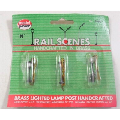 Model Power N Scale Brass Lighted Lamp Post Handcrafted Pack Of Three 8486 NOS