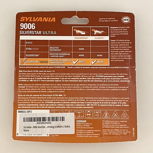 Sylvania 9006 SilverStar ULTRA High Performance Headlight Pair Set 2 Bulbs