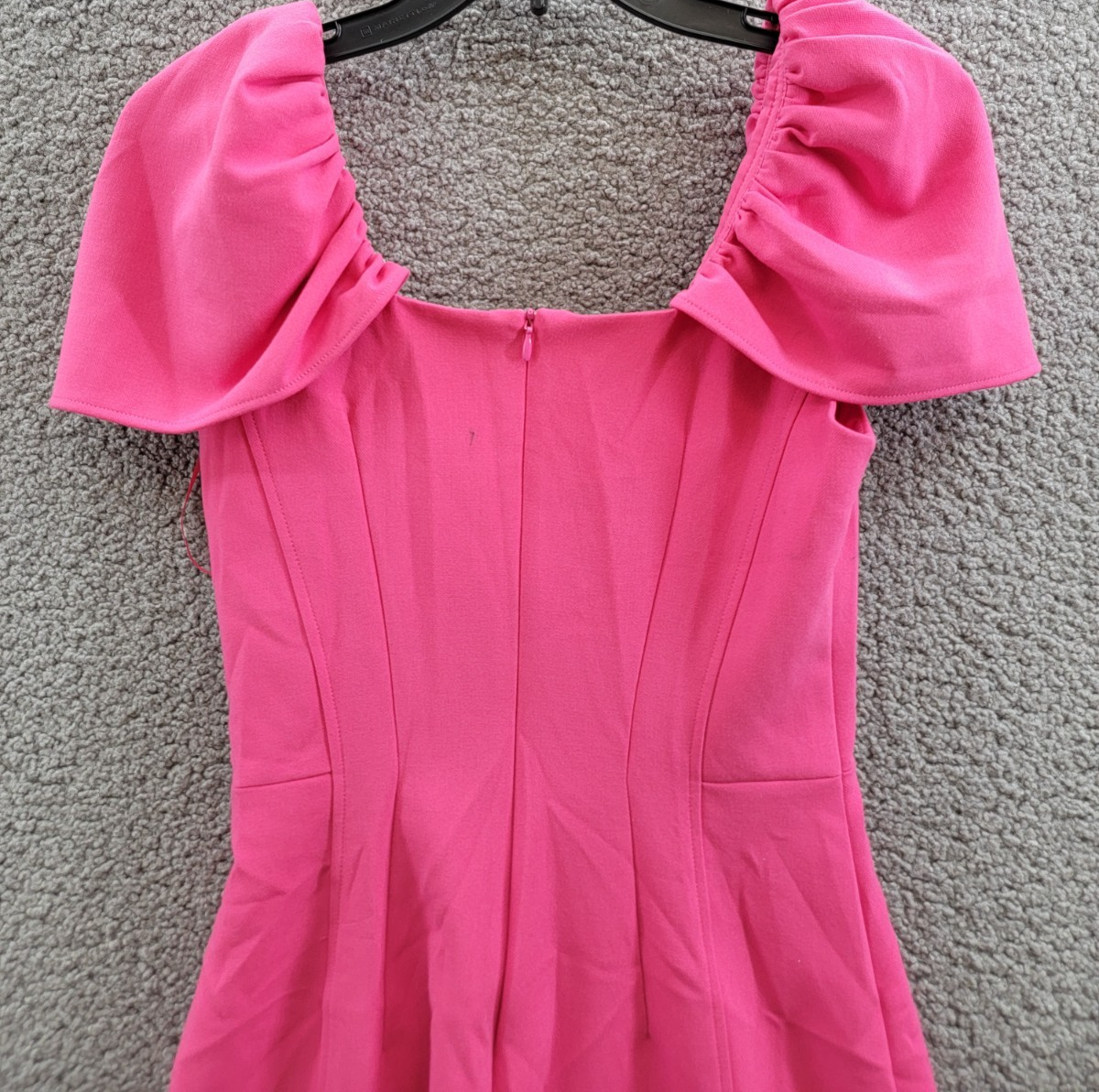 French Connection Whisper Gathered-Sleeve Dress Women's 0 Raspberry Sorbet S/S - Picture 12 of 16
