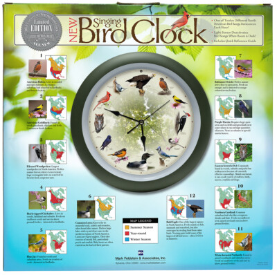 Limited Edition 20th Anniversary Singing Bird Wall Sound Clock, 13", Green
