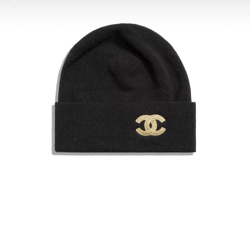 chanel black beret hat