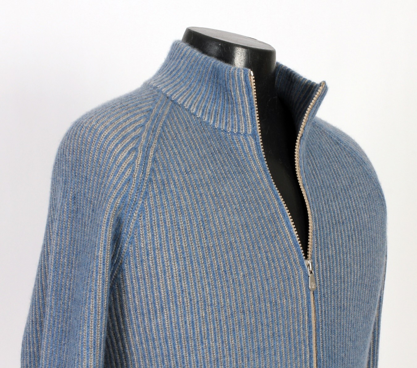 Pre-owned Brunello Cucinelli $4400  100% Cashmere Full Zip Sweater - Blue - 50 M