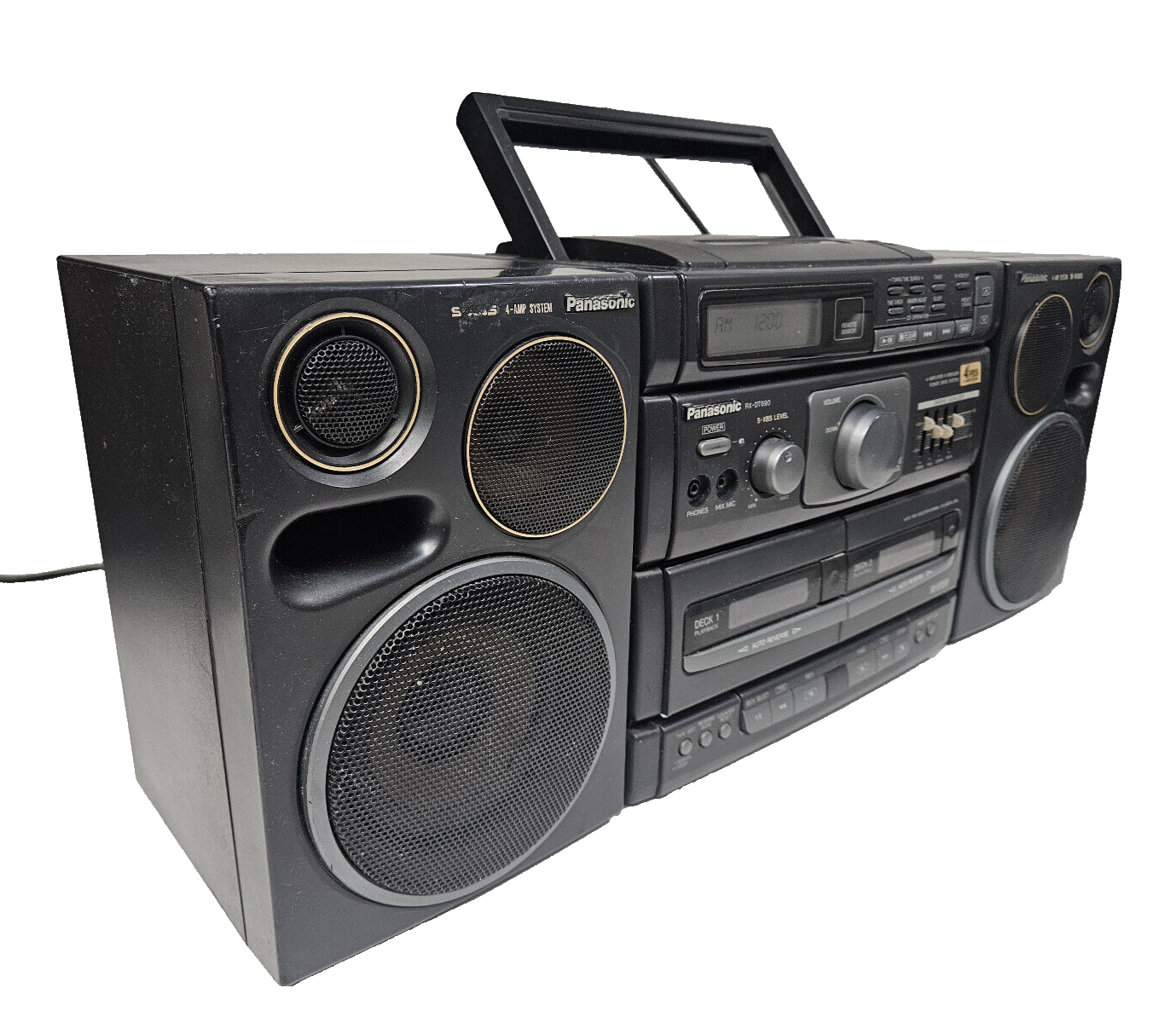 Panasonic RX-DT690 Boom Box AM/FM Stereo Dual Cassette CD Tested Very Loud Sound