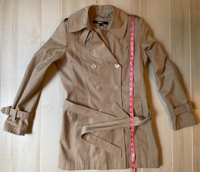 DKNY tan belted trench coat jacket size S women's