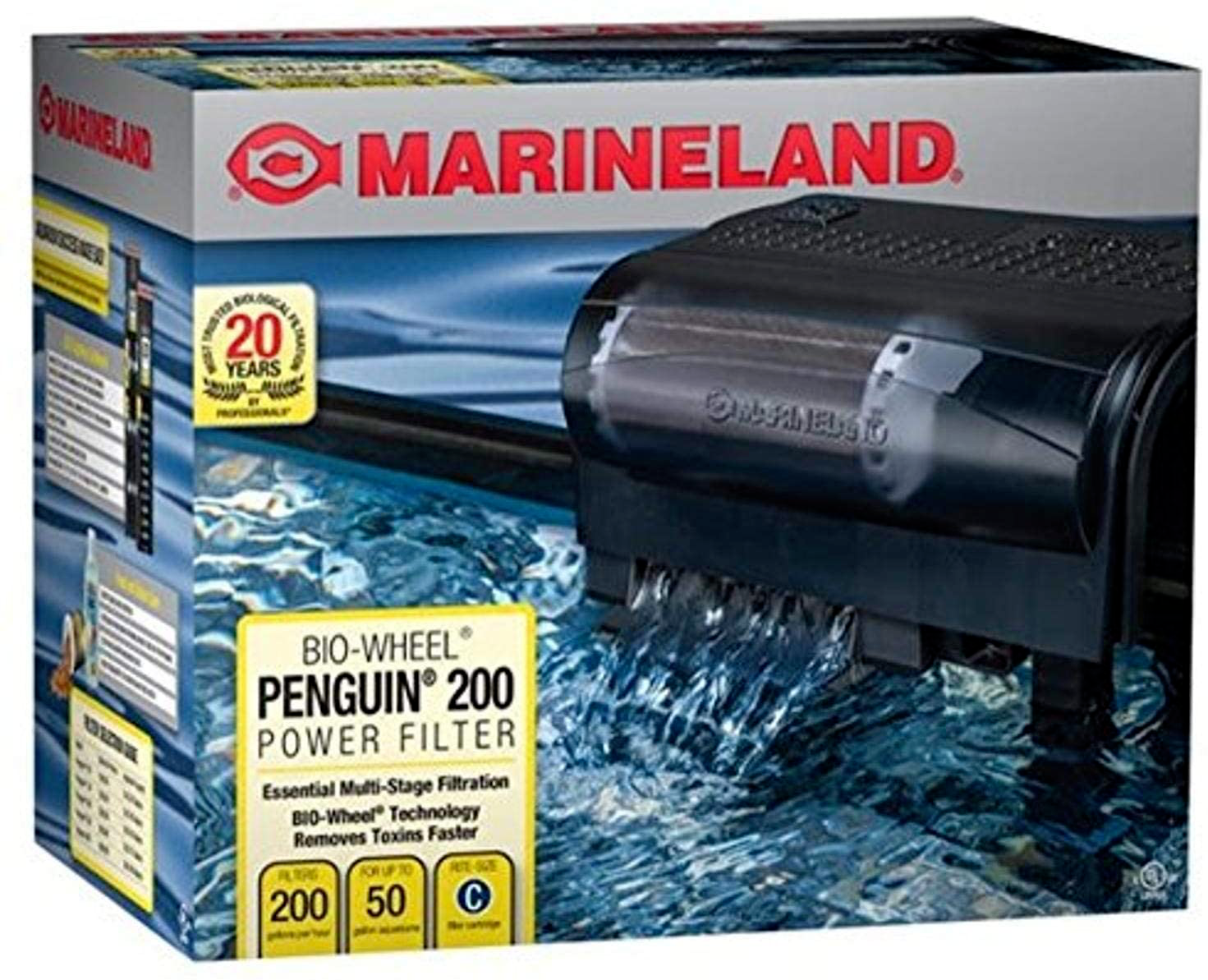 MarineLand Penguin BIO-Wheel Power Multi Stage Filter, 30-50 Gallon, 200 GPH