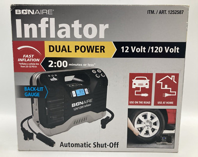 Bonaire Portable Inflator Dual Power for Car 12V DC and Home 120V