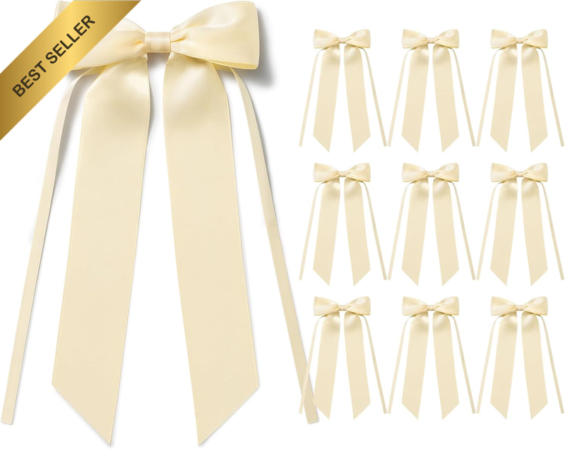 10 Pcs Bows Gift Large Decor Bow Decoration Wedding Beige