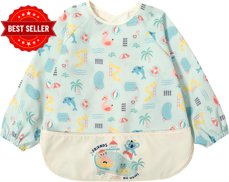 Mess-Proof Baby Bibs|Infant Toddler Long Sleeve Waterproof Feeding Smock|Catchin