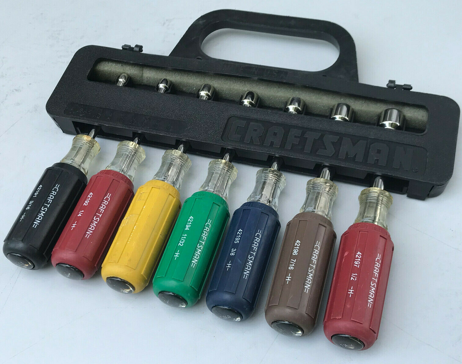 Craftsman Usa 7 Piece Cushion Grip Nut Driver Set 3/16" 1/2" Sae With