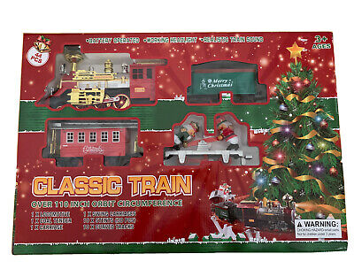 Classic Holiday Christmas Tree Train Set with Sounds And Lights Large 44 Piece