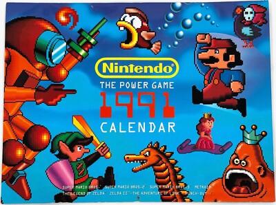 Nintendo The Power Game 1991 Calendar Zelda Mario Vintage - NO WRITING - NICE!
