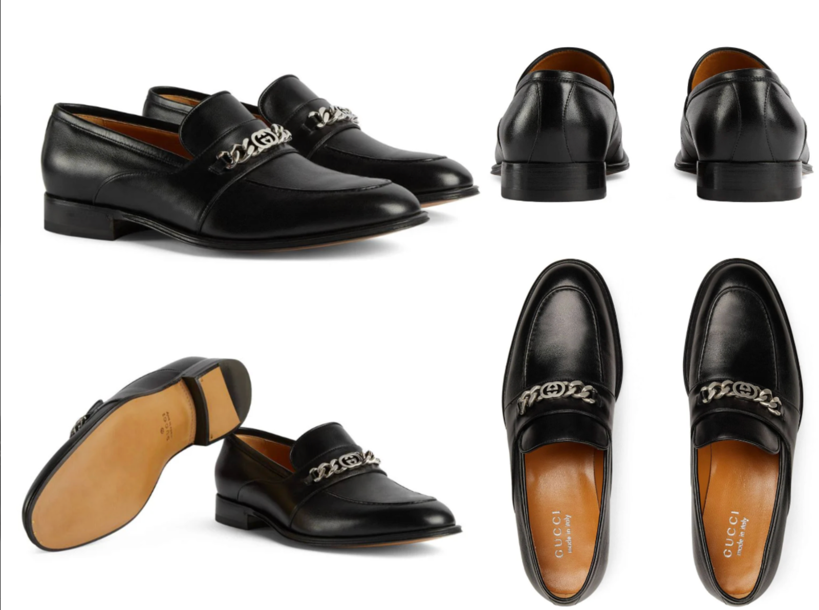 Pre-owned Gucci Chain Slip-on Loafers Sneakers Trainers Derby Shoes Moccasin Slippers 41 In Black