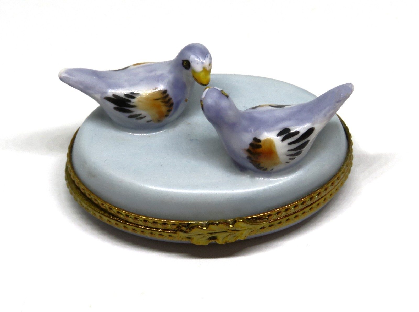 リモージュボックス　スズメ　love bird LIMOGES FRANCE BOX ~ VINTAGE PAIR OF LOVEBIRDS ~ LOVE BIRDS