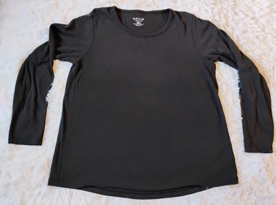 Orvis Womens Large Perfect Tee Classic Fit Long Sleeve Black Pima Cotton Modal