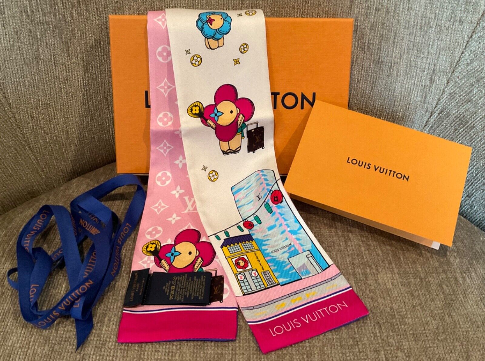 Louis Vuitton 2022 Holiday Vivienne Tokyo Rose Pink Silk Louis Vuitton 2022 Holiday Vivienne Tokyo Rose Pink Silk