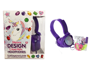Childrens Girls Unicorn Design Decorate Your Own Stereo Headphones
