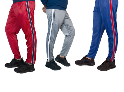 Men's Track Pants Tricot Fabric with Open Bottom and Zipper Pockets