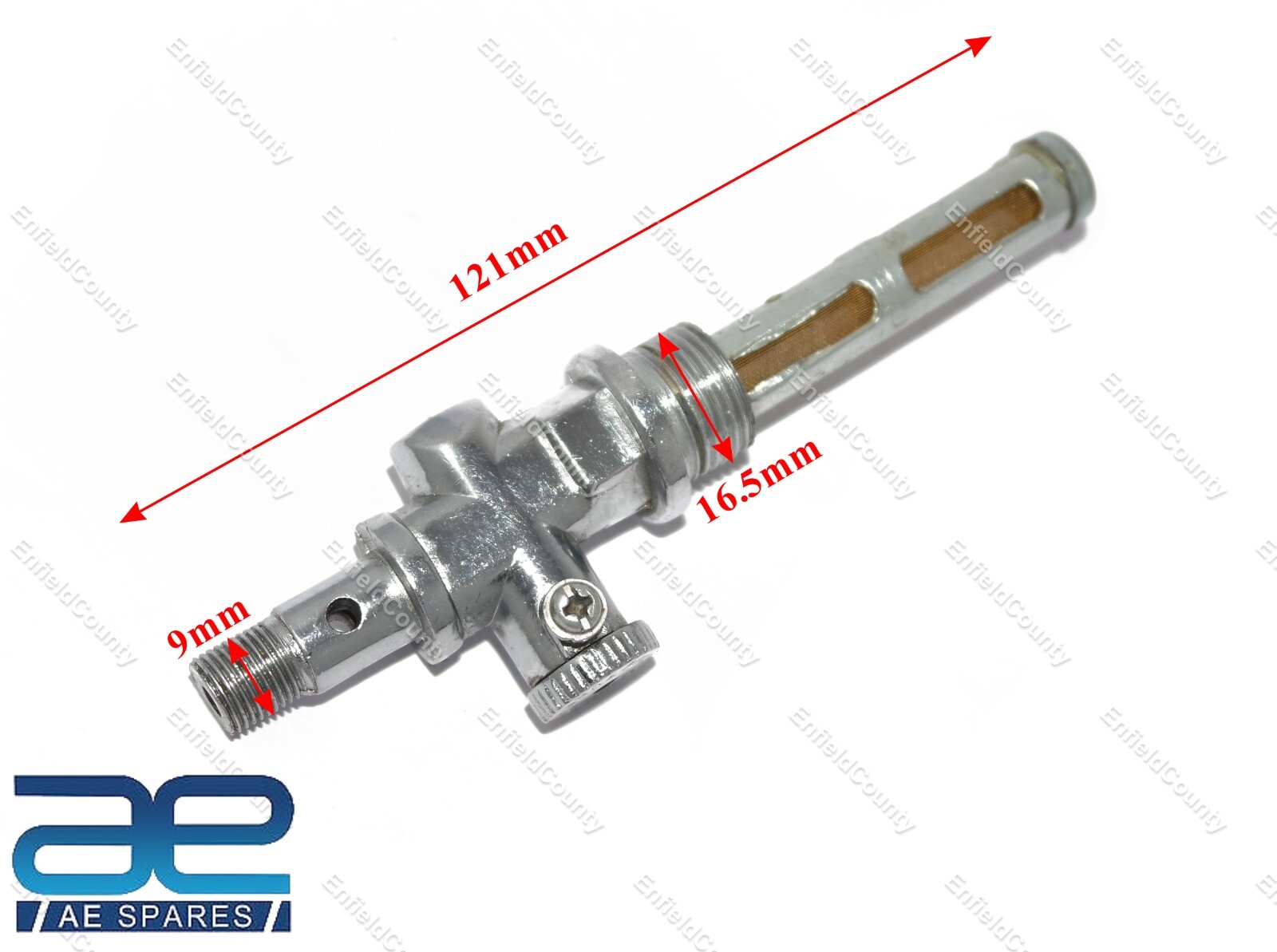 Petrol Tap 3/8"X1/8" Plunger Chrome Long Type for Norton BSA Triumph AJS 
