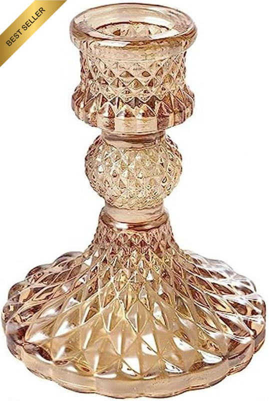 Candlestick Holders, Taper Candle Holders Glass, Candle Pillar Stands for Table