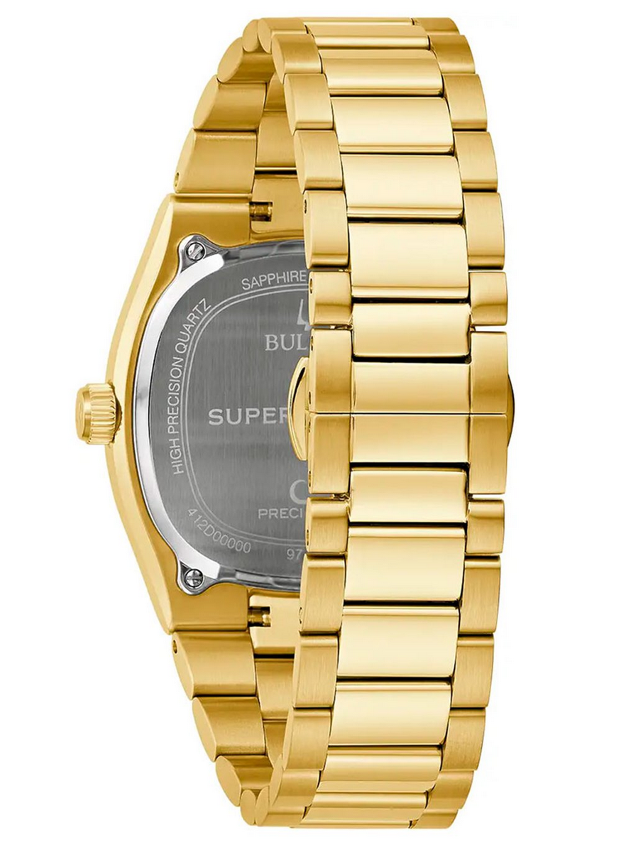 Pre-owned Bulova Precisionist Super Seville Men's Watch Gold Tone Sapphire Silver 97b223