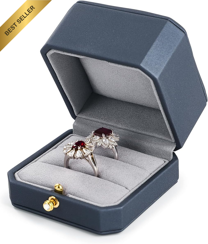 Double Ring Box PU Leather Ring Box Engagement Ring Gift Box Proposal, Engagemen