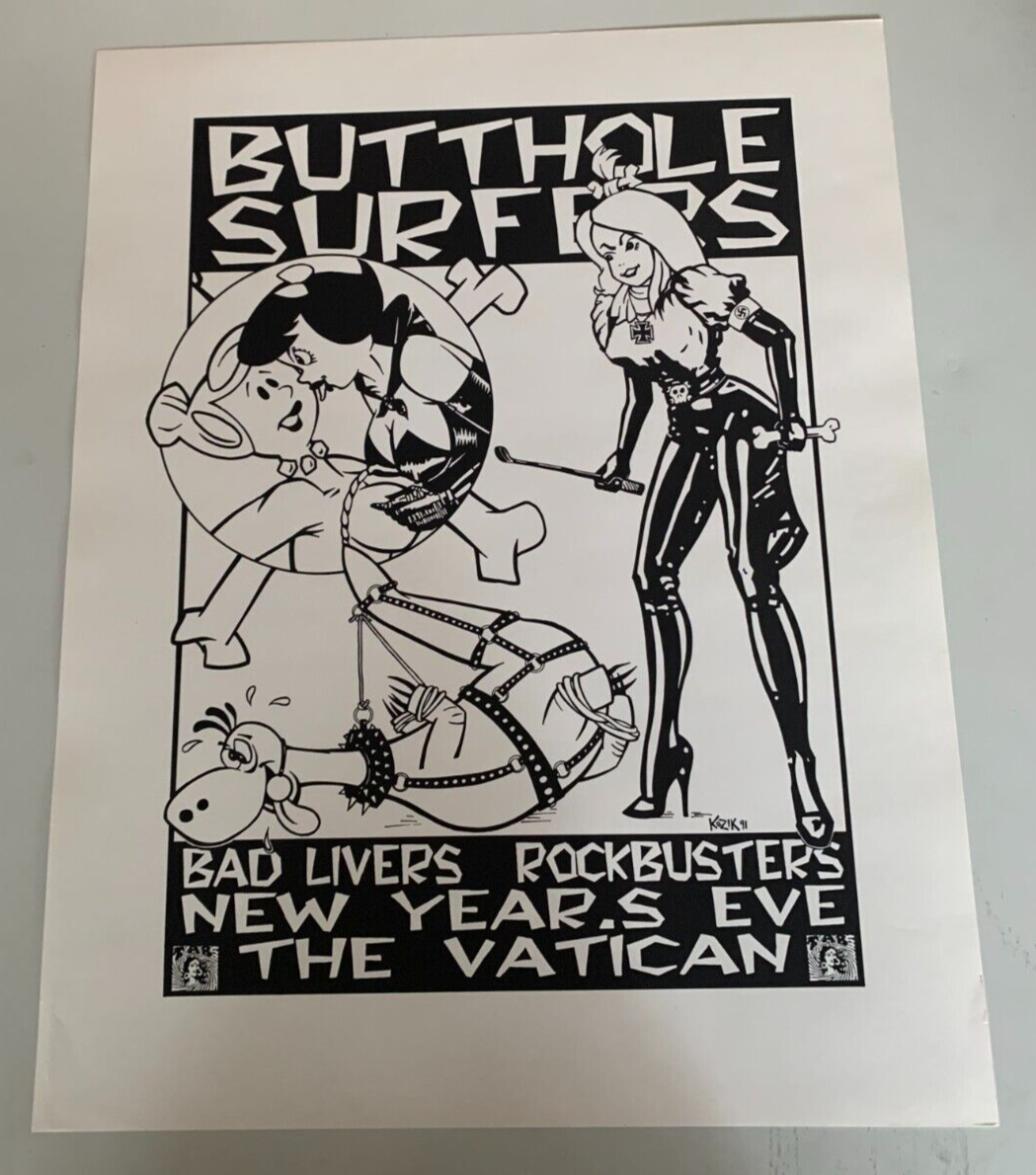 BUTTHOLE SURFERS 1991 ヴィンテージポスター Butthole Surfers Vintage Concert Poster, 1991 at Wolfgang's